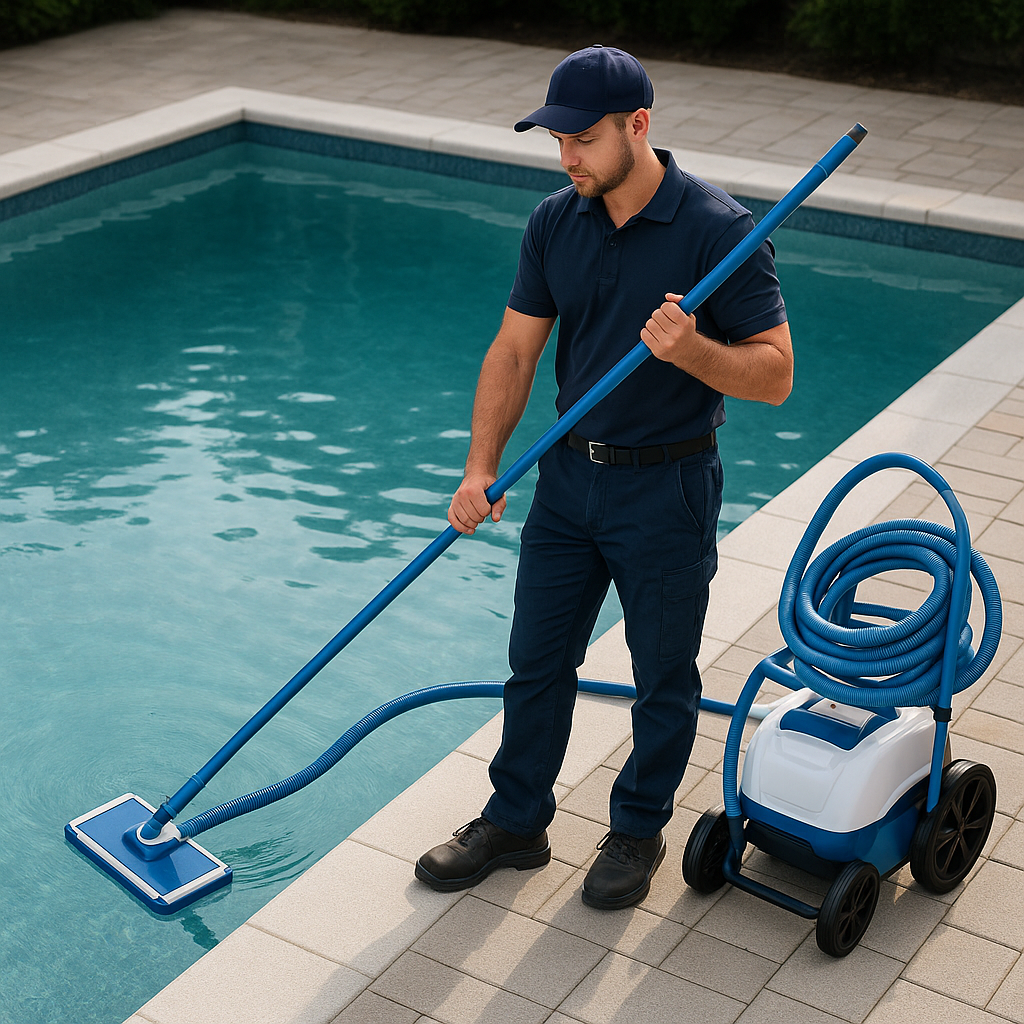 Pool technician at work